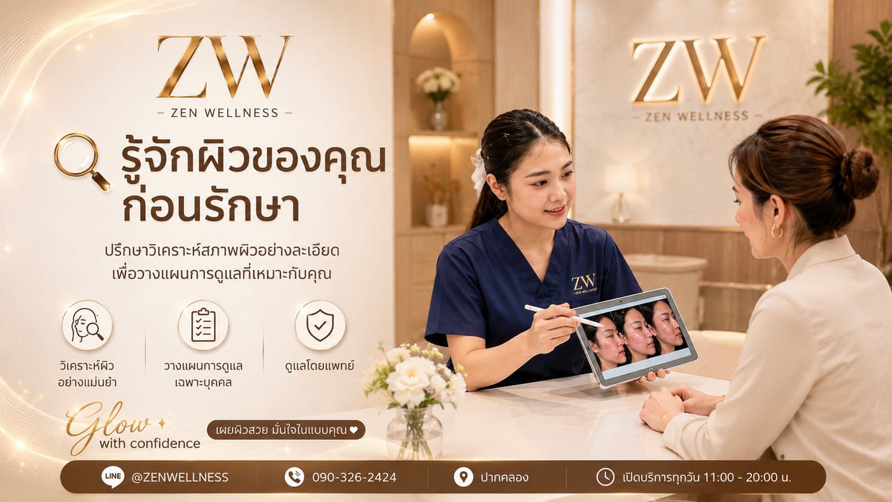 ปรึกษาวิเคราะห์สภาพผิวอย่างละเอียดกับทีมแพทย์ Zen Wellness Clinic ก่อนวางแผนการรักษา