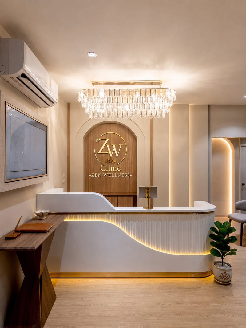 เคาน์เตอร์พร้อมโลโก้ ZW Clinic